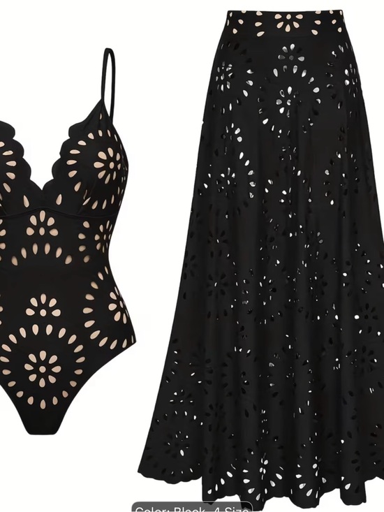 The Unbranded Brand Other - Black Laser-Cut Swim Coverup Maxi Skirt - Women